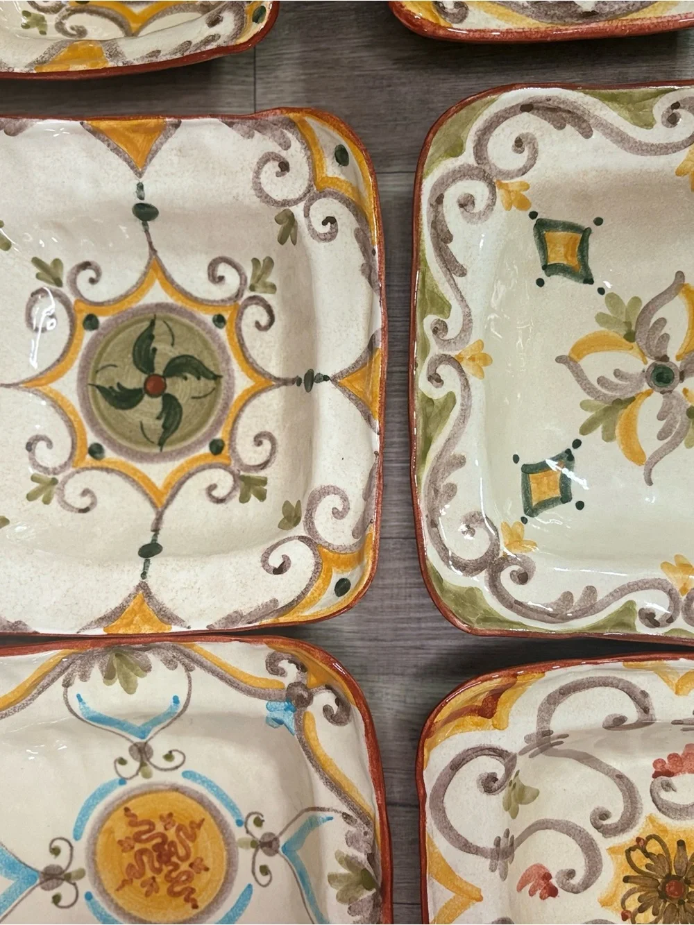 Arte Italica Square Dinner Plates & Bowls Set of 8 perfect condition